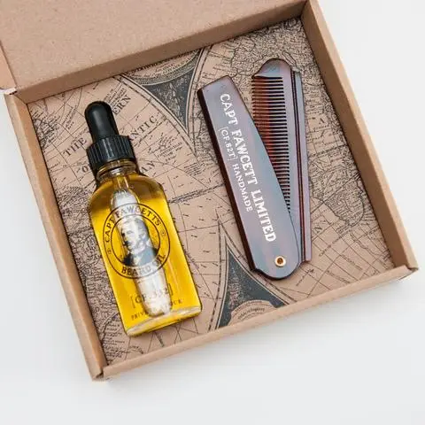 beard comb and oil gift set