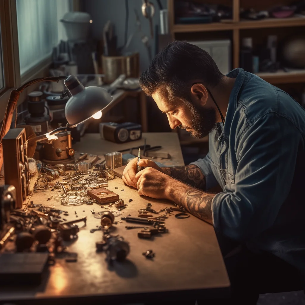 A professional watchmaker at work